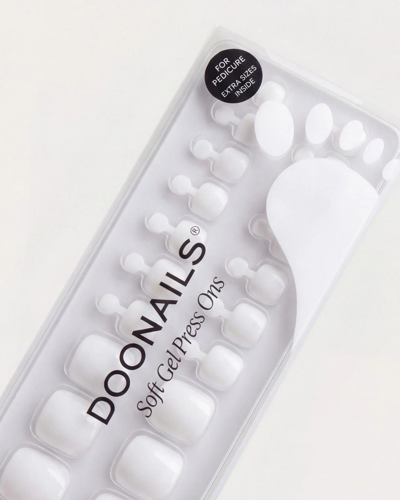 Snow White Pedicure Press Ons in Soft Gel - Image 3